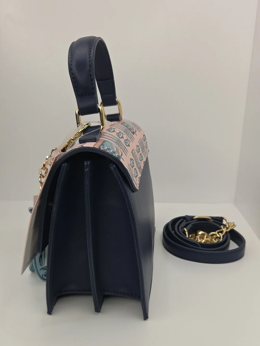 🐟▪️Betsey Johnson ▪️ Navy and Pink Sardine Print Top-Handle Crossbody Bag